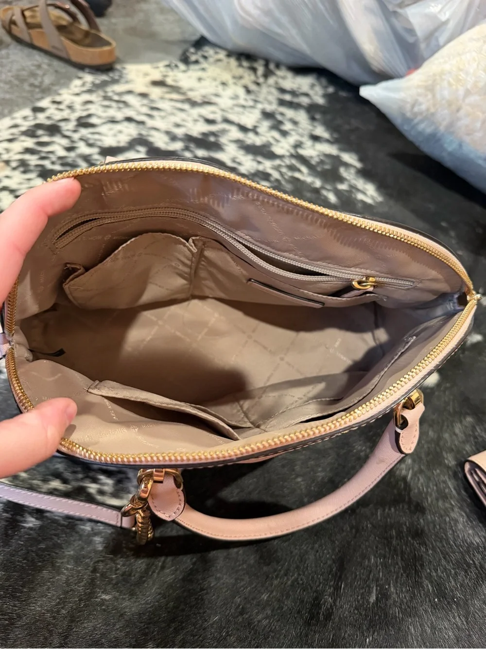 Michael Kors Blush Saffiano Dome Satchel with Matching Wallet